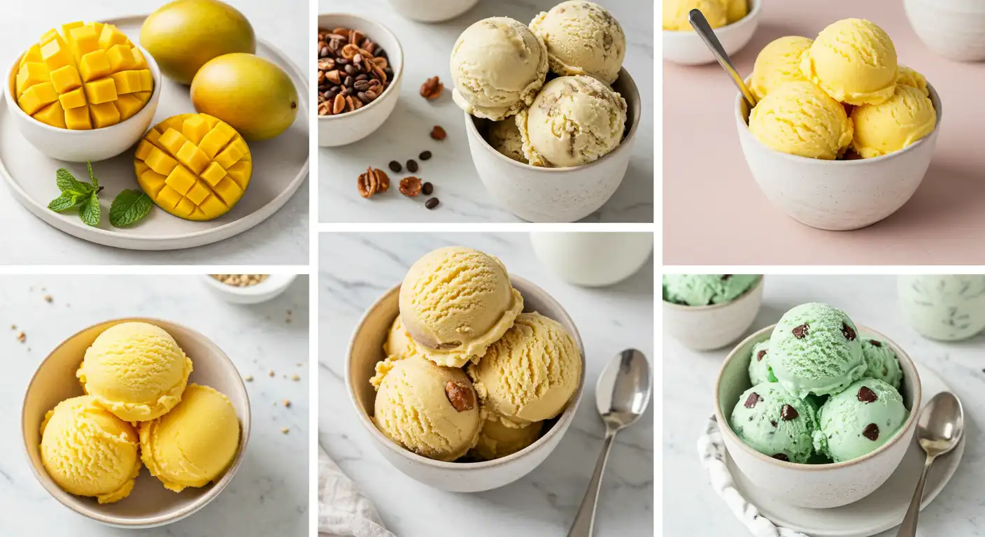 "Homemade healthy ice cream made with the Ninja Creami, featuring fresh fruit, protein, and dairy-free ingredients."